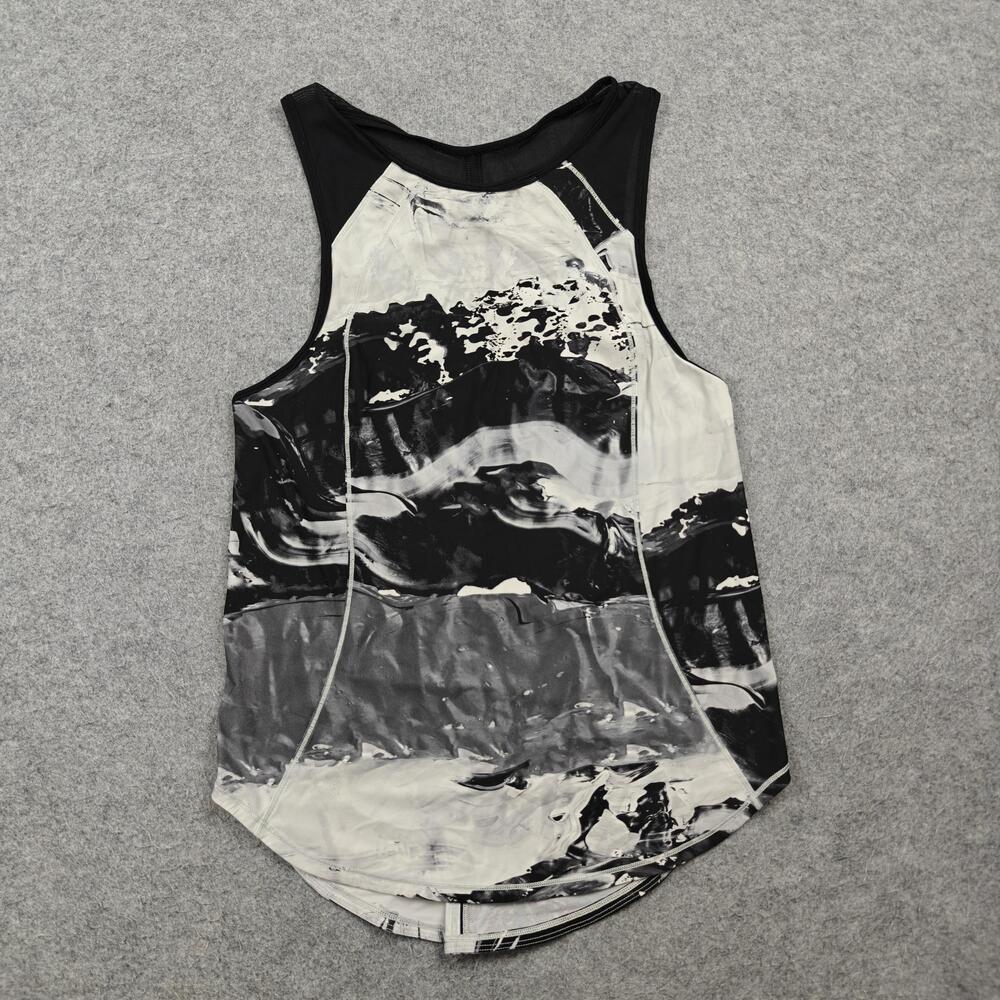 Lululemon Tank Top Womens 8 Black Multicolor High Neck Mesh Back Athletic